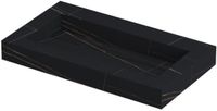 Wastafel INK Pitch Wastafel Keramische Slab Bak met Drain en Front en Side Skirts Zonder Kraangat - 800x450x90 mm - Lauren Black Mat