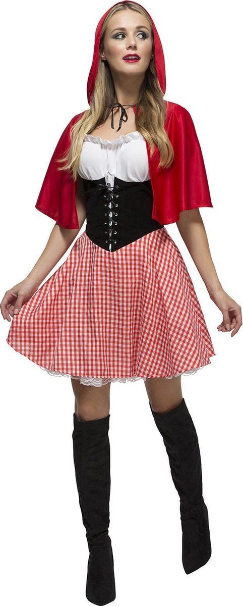 Smiffys 70s Disco Fever - Fever Red Riding Hood Costume - Red - Polyester - Adult