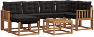 vidaXL Ensemble de salon d'angle 6 places acacia bois naturel et noir incluant table