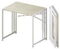 Table pliante de 83 cm, pas d'assemblage requis, finition bois clair/blanc