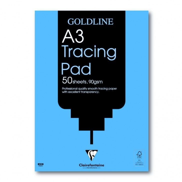 Clairefontaine A3 Writing Pad - 50 Sheets - Black/Blue - 90 g/m² - FSC Certified