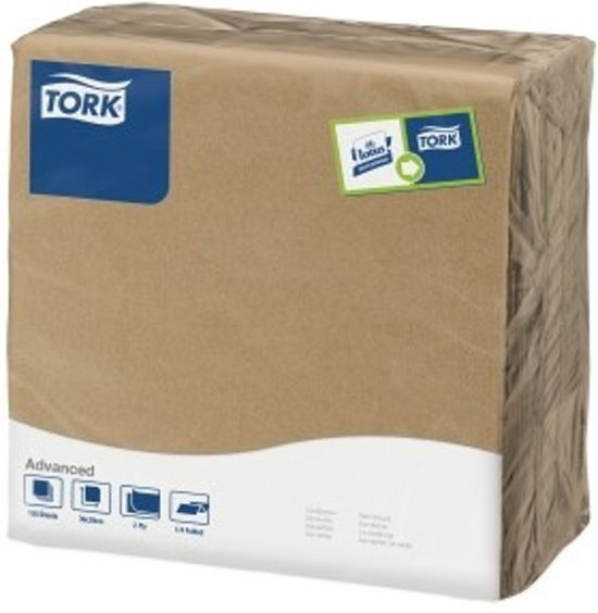 Tork tissue servet 39x39cm 2-laags 1/4-vouw biscuit 12x150