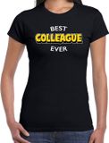 Bellatio Decorations Shoppartners Bv Best colleague ever / beste collega ooit cadeau t-shirt / shirt - zwart met gele en witte letters - voor dames - verjaardag shirt / cadeau t-shirt L