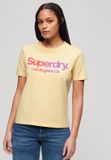 Superdry Tonal Rainbow Core T-shirt Dames Korte Mouw Ronde Hals Katoen Regular Fit Geel