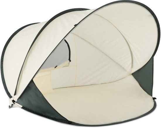 Deryan Luxe Pop Up Strandtent XXL - Crème - Anti-UV 50+ - 155 x 133 x 95 cm