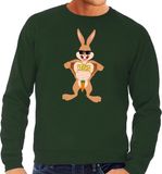 Bellatio Decorations Shoppartners Bv Groene Paas sweater stoere paashaas - Pasen trui voor heren - Pasen kleding S
