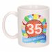 Bellatio Decorations 35 jaar Verjaardag koffiemok - cadeau beker - feestelijke ballonnen print - 300 ml - keramiek - wit