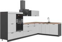 Vicco Hoekkeuken Fame-Line, Wit Landhuis/Antraciet, 347 x 207 cm