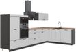 Vicco Hoekkeuken Fame-Line, Wit Landhuis/Antraciet, 347 x 207 cm