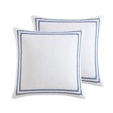 Laura Ashley Katoen 2 Stuk Kussen Sham Set, Boerderij Home D cor, Euro, Gestikt Wijnstok Blauw