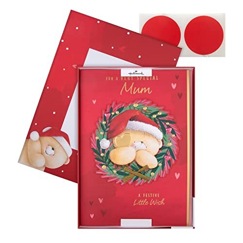 Hallmark Hallmark Kerstkaart voor mama - Cute Forever Friends Bear in krans Design, 25575215, veelkleurig