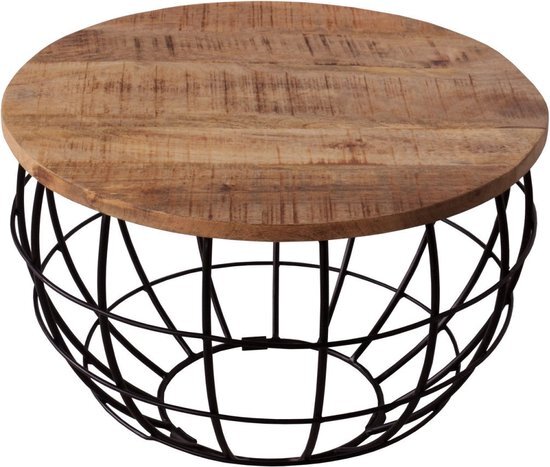 SVJ Salontafel Rond - 55 x 55 x 37 cm - Metaal - Zwart/Lichtbruin