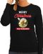 Bellatio Decorations Queen/koningin Elizabeth II Merry Christmas peasants foute Kerst trui - zwart - dames - Kerst sweater / Kerst outfit L