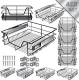 Merkloos / Sans marque KESSER® Keukenlade / Telescopische lade / Keukenkast / Mand uittrekbaar / Kast uittrekbaar / Volledig uittrekbaar / Lade - 4x 50cm - Zwart