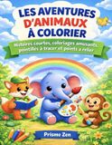 Les aventures d’animaux à colorier: Histoires courtes, coloriages amusants, pointillés à tracer et points à relier pour enfants