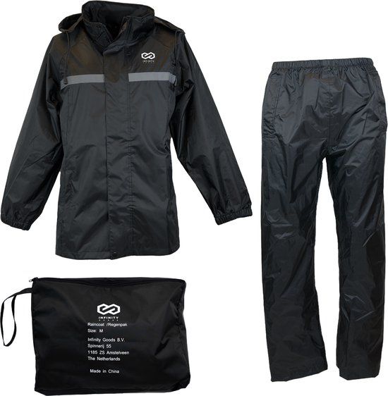 Infinity Goods Regenpak - Dames & Heren - Maat M - Zwart