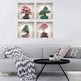 3D-muursticker Bonsai der 4 seizoenen 3D-muursticker voor kinderkamer, woonkamer, volwassenen, 60 x 60 cm