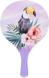 FREE & EASY Strandsporten beachball set met tropische print lila handvat 41 cm