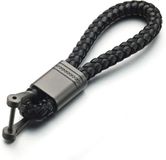 LGT JWLS Lookinggoodtoday Koord Sleutelhanger Gevlochten Zwart Leer Metaal