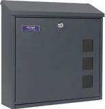 Rottner Tresor Rottner Brievenbus Muro – Wandbrievenbus voor Buiten – Postbus met Cilinderslot – Antraciet – 38x27x10 cm