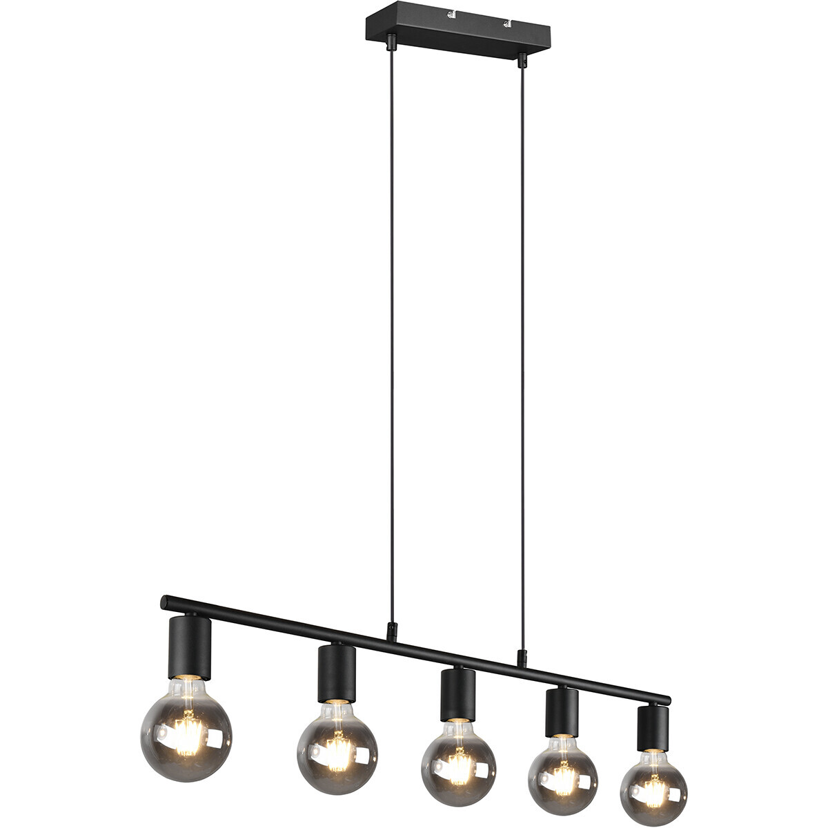 BES LED LED Hanglamp - Trion Zuncka - E27 Fitting - 5-lichts - Rechthoek - Mat Zwart - Aluminium