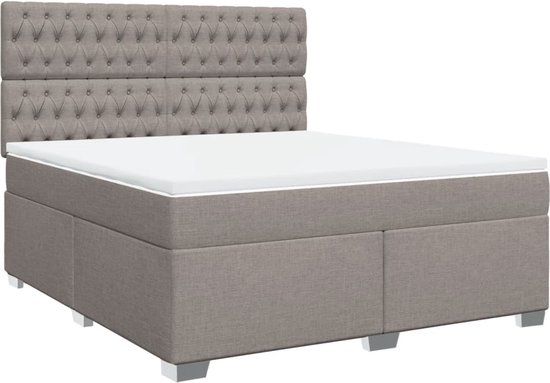 vidaXL Boxspring met matras stof taupe 180x200 cm