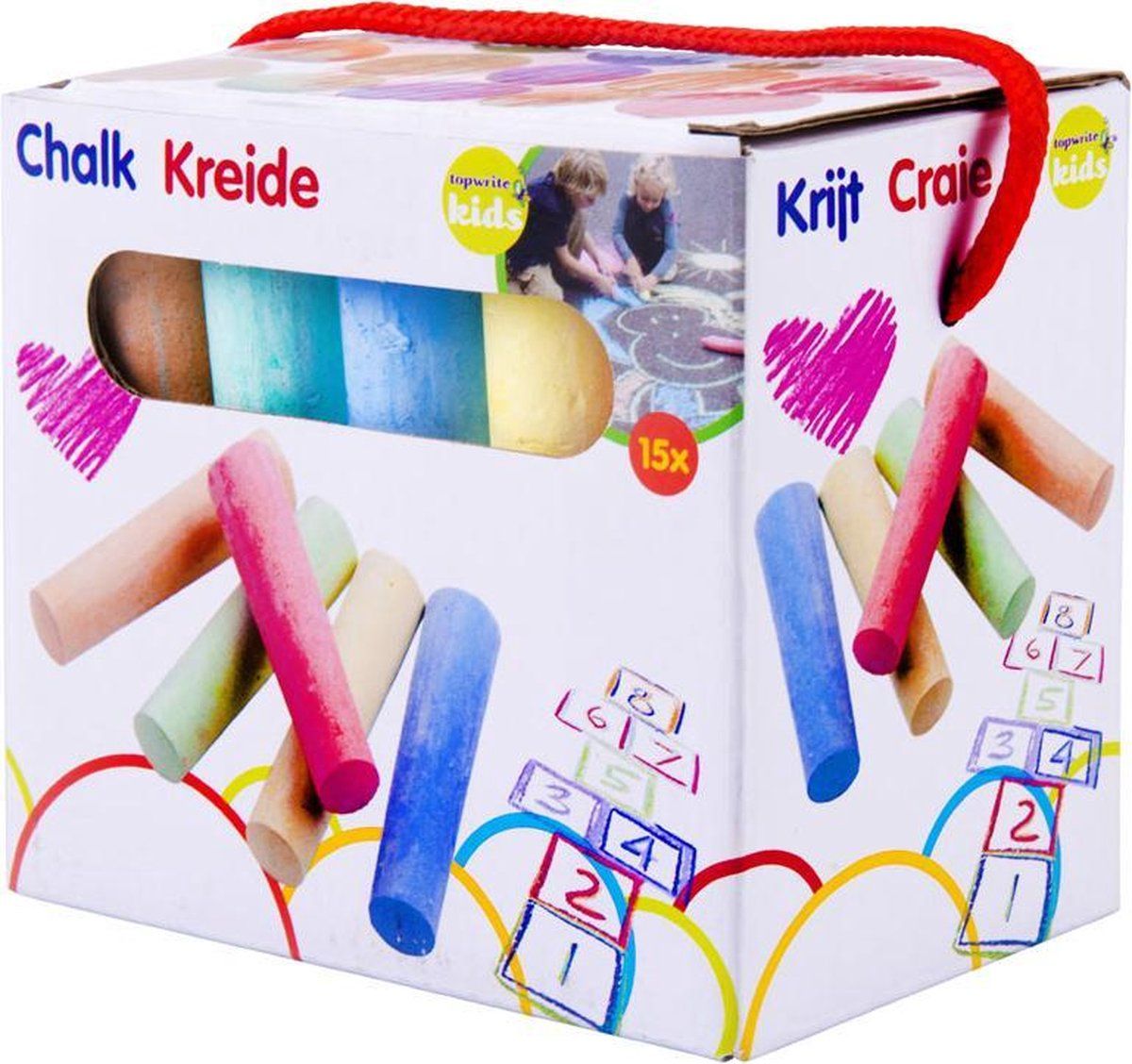 Chalk Stoepkrijt 15 stuks - Stoepkrijt voor buiten - 5 Kleuren