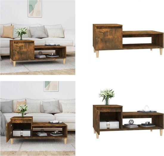 vidaXL Salontafel 100x50x45 cm bewerkt hout gerookt eikenkleurig