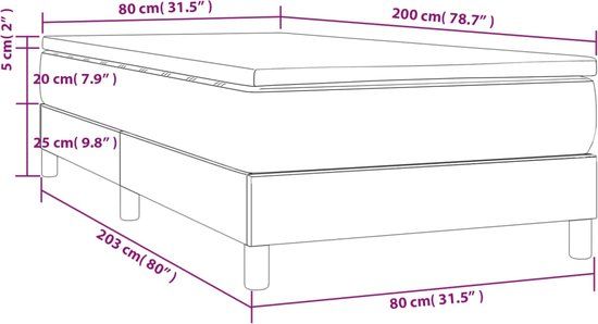 vidaXL Boxspring met matras fluweel roze 80x200 cm
