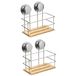 5five Set van 2x Doucherekje Hoek Metaal/Bamboe - 19 x 12 x 18 cm - Bruin