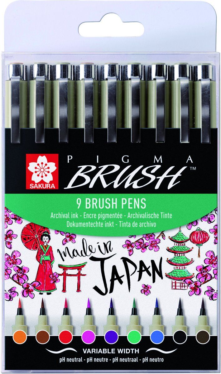 Sakura Viltift met bruspen Bruynzeel Pigma etui à 9 kleuren - 8710141131137