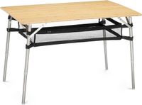 Bol Table de camping pliable en bambou - Grande taille et réglable en hauteur avec filet de rangement
