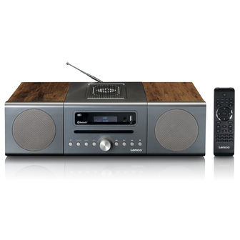 Lenco MC-175SI Home Audio Micro System - CD/MP3/FM/DAB+/Bluetooth - Silver/Wood