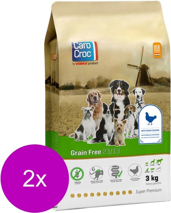 CAROCROC Grain Free Gevogelte&Aardappel&Bieten - Hondenvoer - 2 x 3 kg