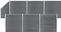 vidaXL Schuttingset - 6 vierkant en 1 schuin - 1138x186 cm - Grijs