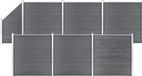 vidaXL Schuttingset - 6 vierkant en 1 schuin - 1138x186 cm - Grijs