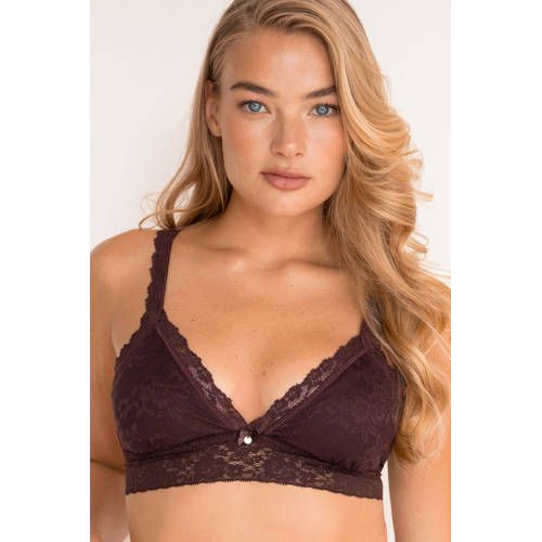 Sam Friday niet-voorgevormde bralette Lacey donkerrood