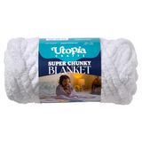 Utopia Crafts Super dik dekengaren, 250 g, zacht chenillegaren voor het breien van armen - Dik volumineus polyester jumbo-garen voor handgebreide dekens, haken, doe-het-zelf woondecoratie (wit)