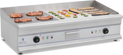 Royal Catering Elektrische bakplaat - 100 cm - geribbeld - 2 x 3200 W