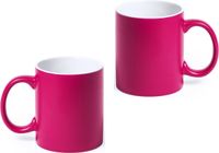 Merkloos / Sans marque Allegra Koffiemok en Drinkbeker - 12x stuks - roze/wit - 350 ml - Keramiek - Mokken