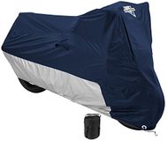 Nelson-Rigg Deluxe motorhoes, weerbestendig, uv, ventilatieopeningen, hitteschild, windschermvoering, compressietas, doorvoertules, groot geschikt voor sportfietsen en klein/medium cruisers
