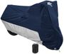 Nelson-Rigg Deluxe motorhoes, weerbestendig, uv, ventilatieopeningen, hitteschild, windschermvoering, compressietas, doorvoertules, groot geschikt voor sportfietsen en klein/medium cruisers