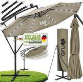 Tillvex Zweefparasol Aluminium met LED Solar Ø 350 cm Bruin