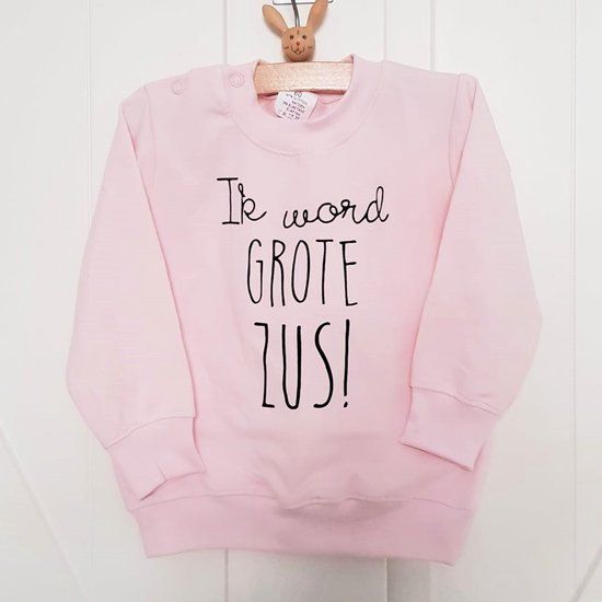 Baby Sweater - Big Sis Sister - Size 80 - Pink - Cotton - Girl