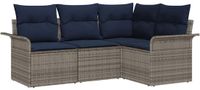 vidaXL Tuinbank Set 4-zits Poly Rattan Grijs