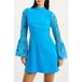 French Connection Robe patineuse en velours grenat et dentelle bleue