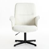 39F FURNITURE DREAM Ergonomische Scandinavische stoel, 360 graden draaibaar, in hoogte verstelbaar, zachte stof, wit, bouclette, 66 x 63 x 82-94 cm