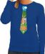Bellatio Decorations Shoppartners Bv Blauwe Paas sweater met paashaas stropdas - Pasen trui voor dames - Pasen kleding S