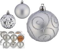 Krist+ Gedecoreerde Kerstballen - 12x stuks - Zilver - Kunststof - 6 cm