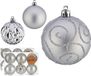 Krist+ Gedecoreerde Kerstballen - 12x stuks - Zilver - Kunststof - 6 cm